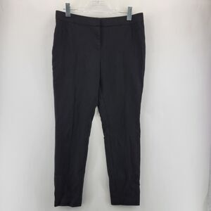 Akris Punto Black Dress Pants Womens 14 Cropped Straight Leg Mid Rise Pintucked